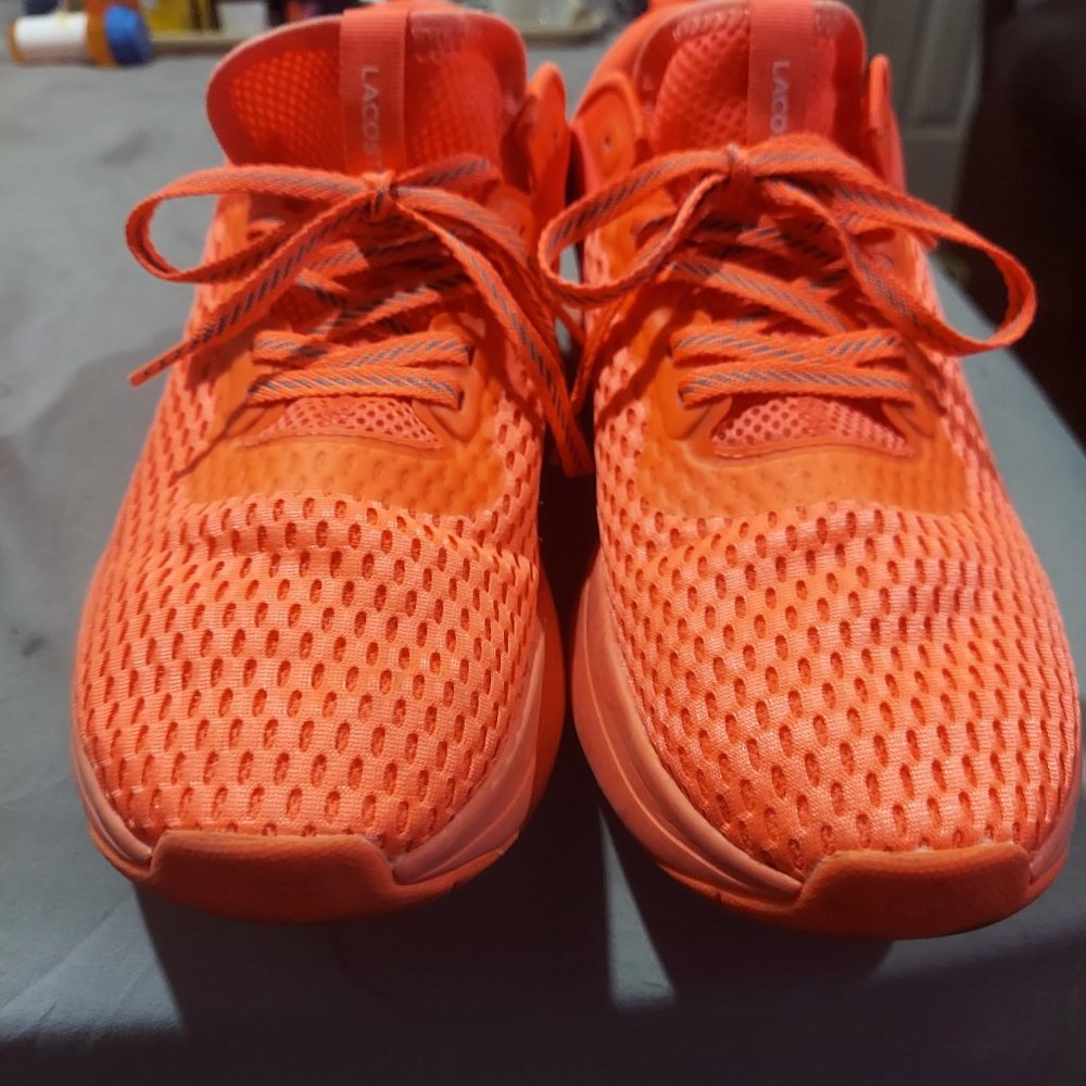 Mens size 12. HOT pink lacoste tennis shoes